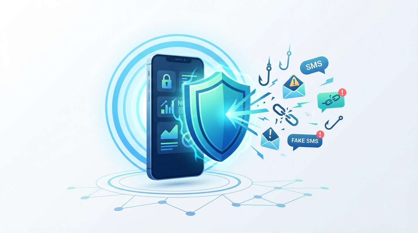 Escudo que protege el telefono de phishing y SMS falsos al usar Provinet